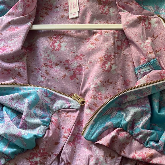 LoveShackFancy x Hurley Under The Sea Cropped Mesh Bomber Jacket Cover Up - Picture 7 of 16